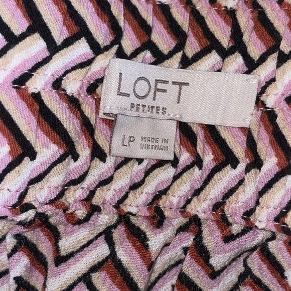 LOFT Petite Geometric Print Elastic Waist Midi Skirt Womens Size LP - Picture 4 of 5